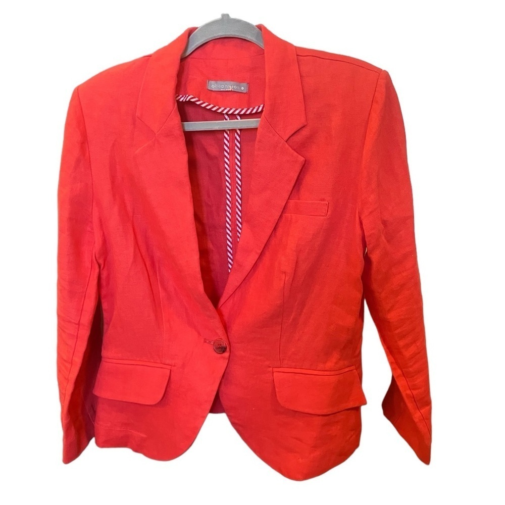 Olivia Moon Linen Blazer Coral Medium - Picture 2 of 12